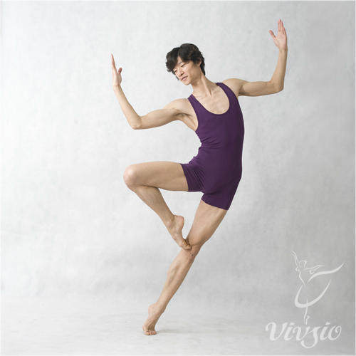 Vivgio艺尊男式芭蕾连体裤窄肩背连三分连身裤男练功服棉莱卡-封面