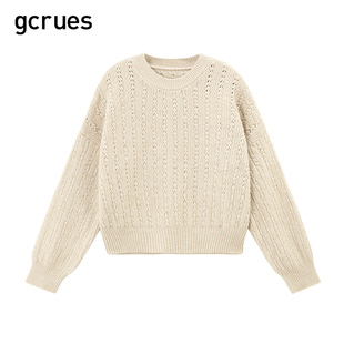气质上衣 女小个子短款 gcrues温柔简约韩系毛衣2024秋冬新款 针织衫