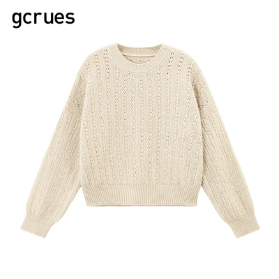 gcrues温柔简约韩系毛衣2024秋冬新款针织衫女小个子短款气质上衣