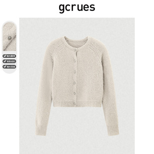 小个子短款 上衣外套G09D04A0842 女开衫 GCRUES圆领气质毛衣针织衫