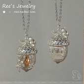 Ree原创 925纯银天然黄水晶橡果小松鼠吊坠项链设计感 冬日灯火