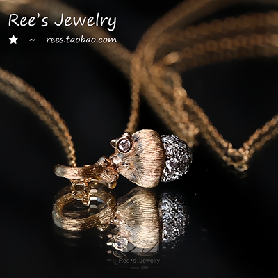 原创小松果莫桑石14k黄金吊坠