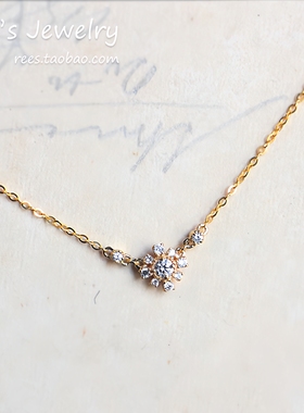 【Rees】璨然。日系精致 18k 钻石 项链 锁骨链。冬季特辑 雪割