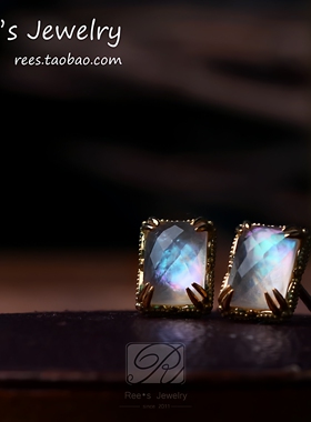 【Rees】凝虹。天然水晶白蝶贝拼合宝石18k黄金 耳钉耳环日本制