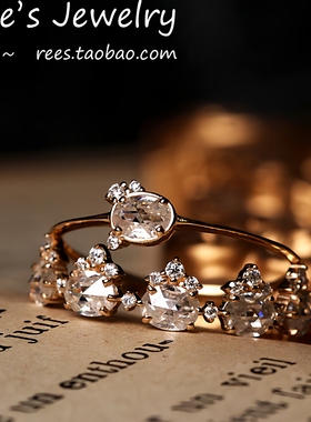 Rees原创.名为爱神。莫桑石非钻石 日系轻奢复古戒指指环14k黄金