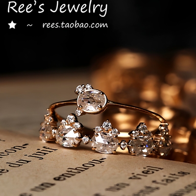 爱神超闪莫桑石钻石14k黄金戒指