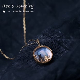 漆夜之海 深海黑蝶贝天然白水晶18k黄金日系轻奢吊坠 Rees