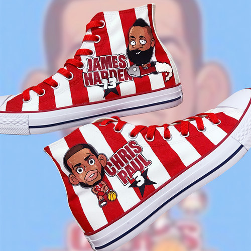 手绘DIY涂鸦哈登保罗球星火箭队