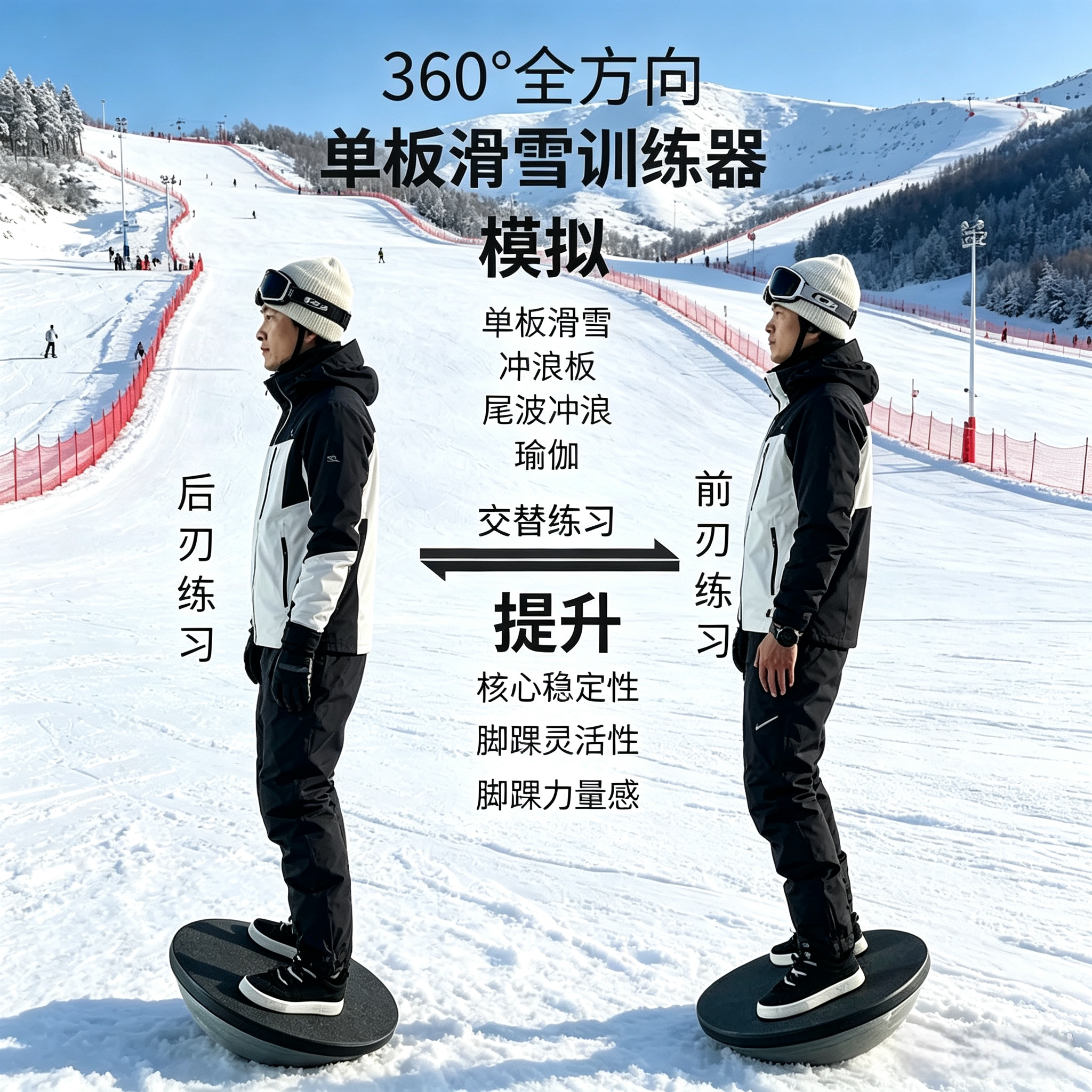 单板滑雪训练器模拟滑雪机成人儿童360度全方向核心力量练习球