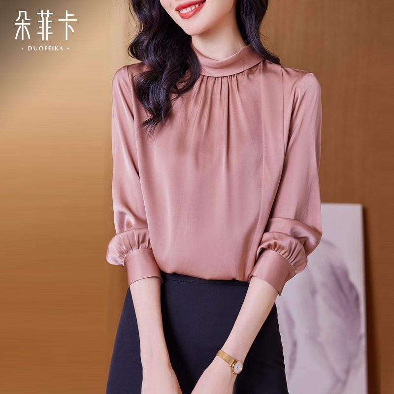 重磅高级感设计小众轻奢套头真丝衬衫女长袖2025春新款桑蚕丝上衣