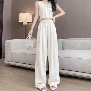 高腰肌理感山本阔腿裤 慵懒风冰丝休闲裤 女春夏2025新款 醋酸奶芙裤