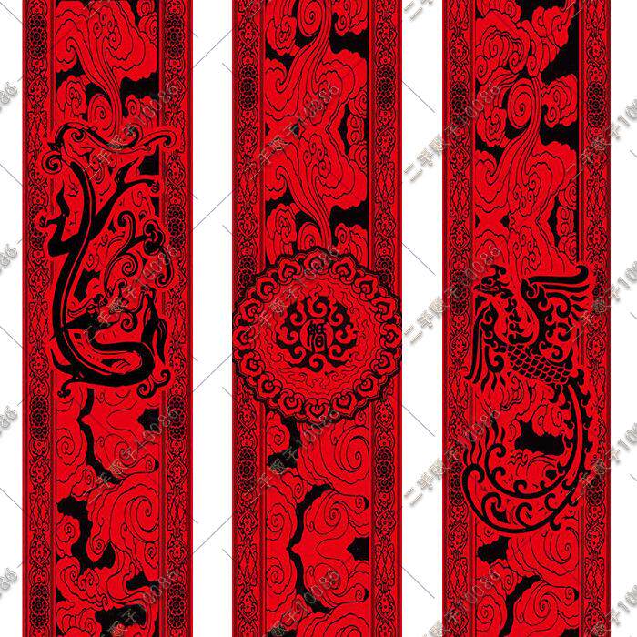 中汉式国风红色喷绘婚礼舞台背景婚庆t台地毯喷绘龙凤psd设计素材