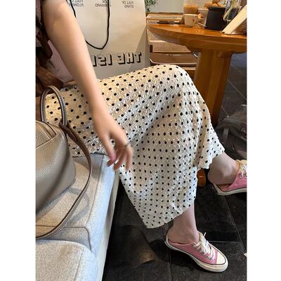 立体褶皱肌理感波点半身裙夏季