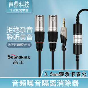 音王音频噪音消除器电流声杂音去噪降噪隔离器3.5转双卡侬音频线