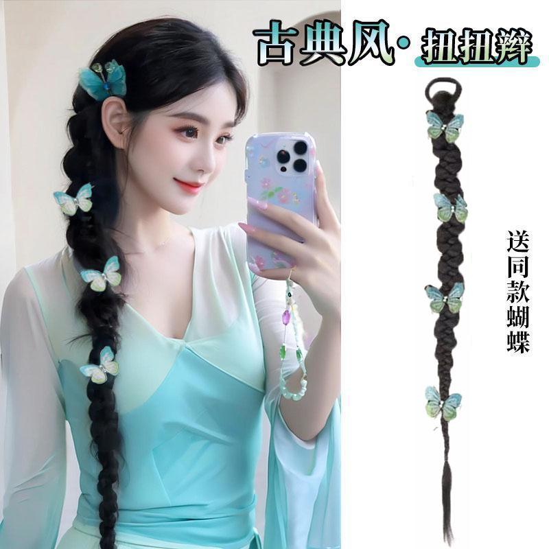 古典舞假发辫子女马尾新中式扭扭麻花辫汉服蝴蝶发夹旗袍造型演出