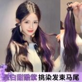 彩色挑染双马尾假发卷发长发束紫色多巴胺麻花辫编发假辫子接发条