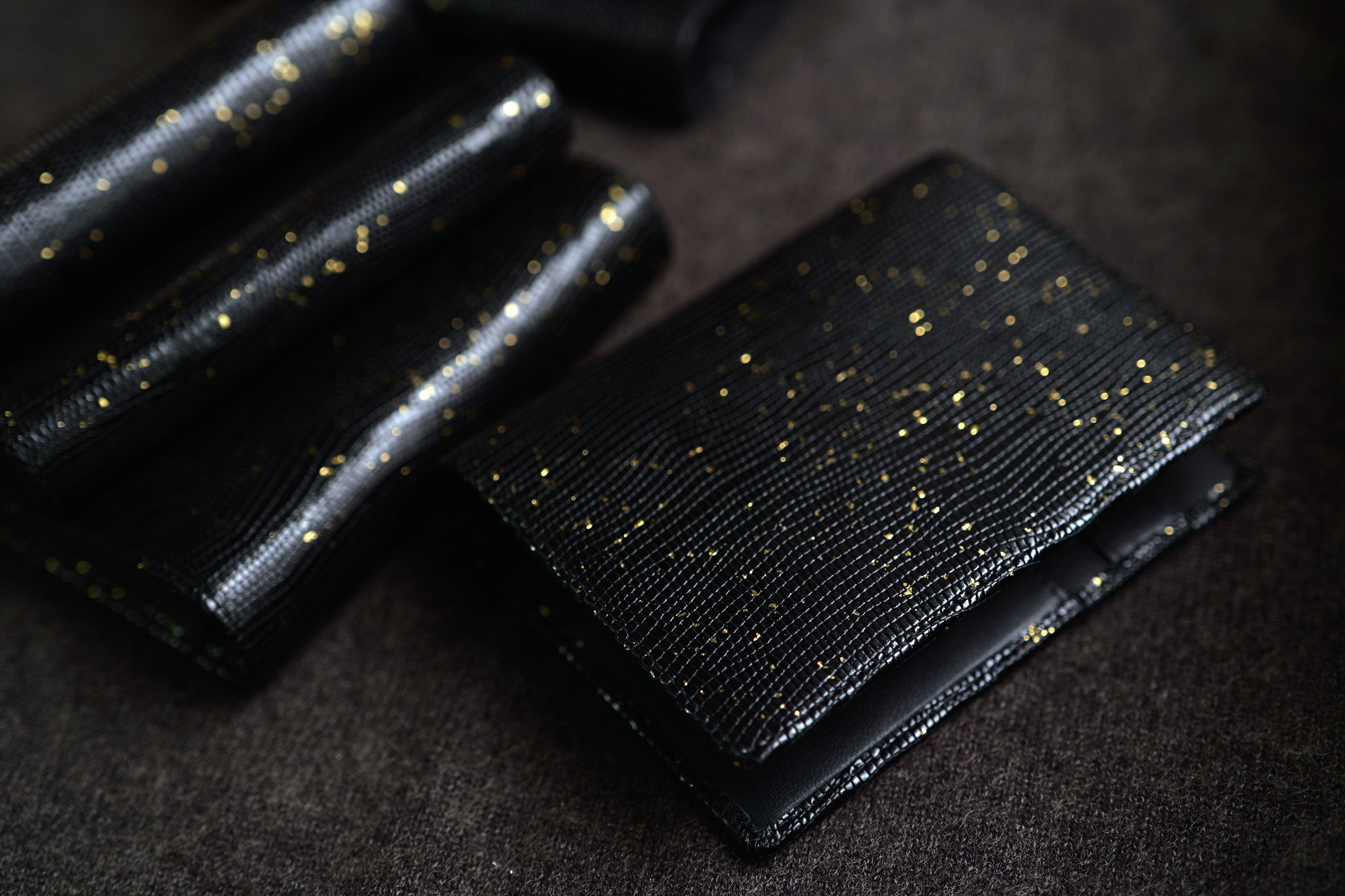 黑色洒金蜥蜴纹牛皮活页手帐本