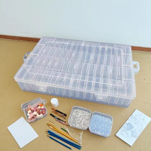 大容量64格收纳盒透明翻盖标本盒