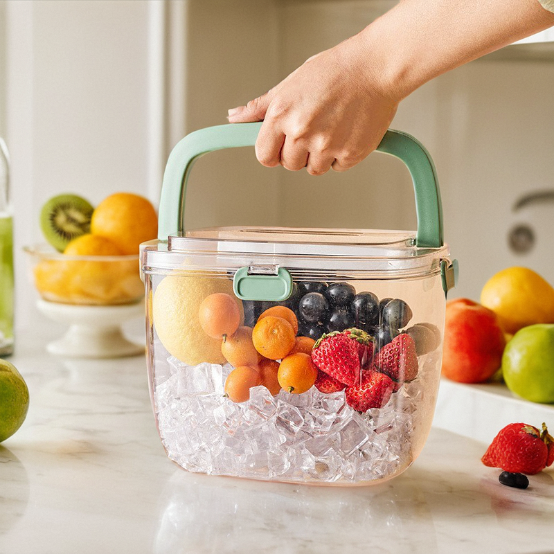 手提式便携冰桶密封透明冷饮糖水外带户外网红冰块食品水果收纳桶