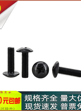 黑色304不锈钢TM十字大扁头螺丝M3M4M5M6大伞头半圆头蘑菇头螺钉