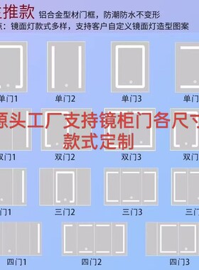 定制铝合金智能浴室镜柜门