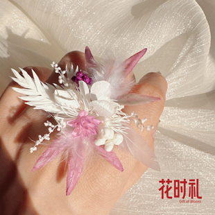 花时礼高级森系永生花戒指纯手工立体指环结婚订婚情侣花朵戒指