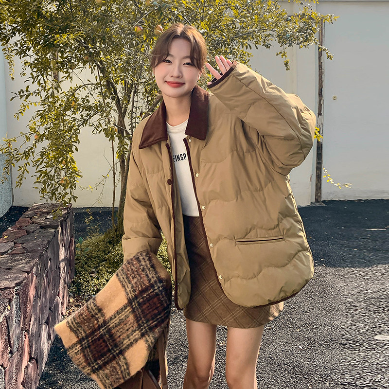 高级感时尚淡人棉服女冬季2025新款洋气宽松百搭小个子加厚棉衣潮,女装棉衣/棉服,2B143