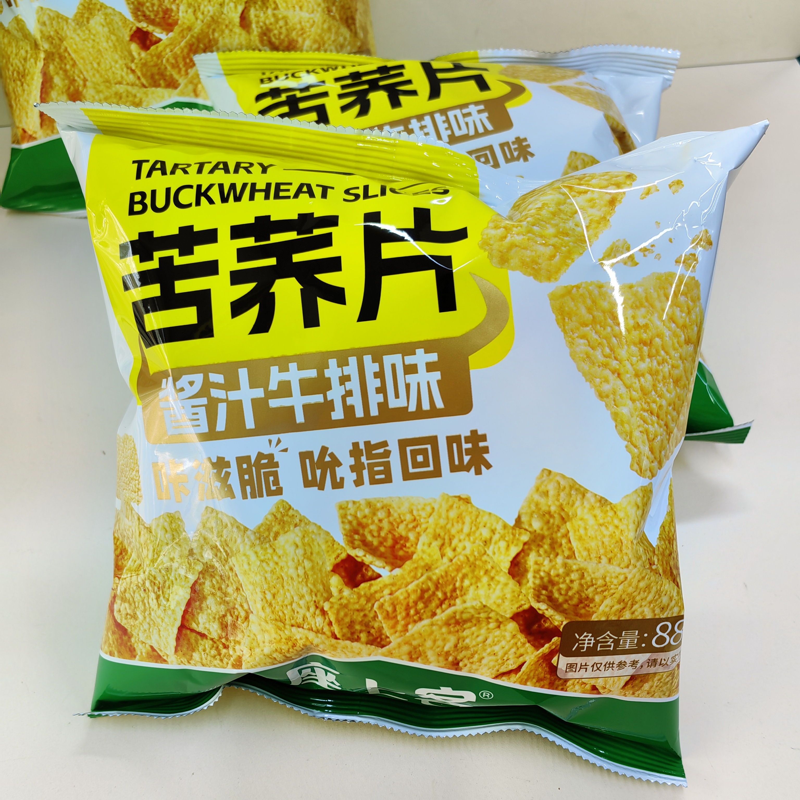 座上客苦荞片酱汁牛排味荞麦锅巴粗粮脆片大袋苦荞片大包