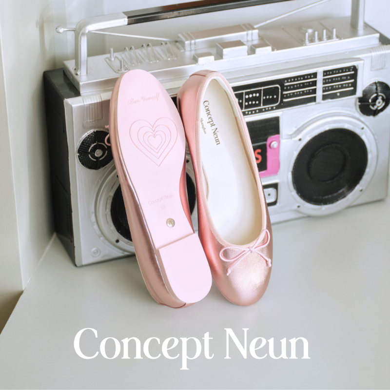 Concept Neun秋季新品粉金芭蕾鞋女Every Girl's柔软平底蝴蝶结
