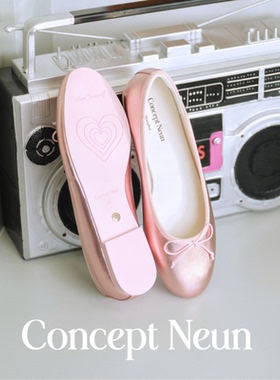 Concept Neun新品Every Girl's系列粉金芭蕾鞋女柔软平底蝴蝶结