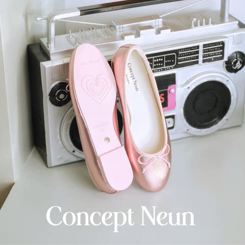 Concept Neun Every Girl's系列粉金芭蕾鞋女柔软平底蝴蝶结
