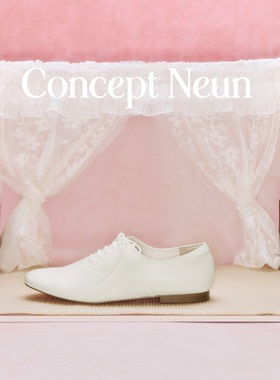 Concept Neun Fairytale系列白色平底女德比鞋