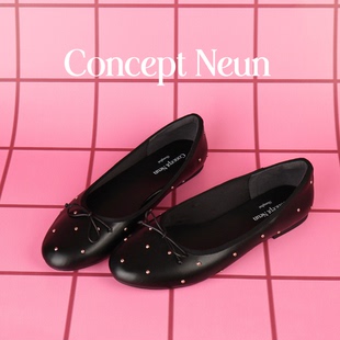 Concept Neun新品黑棕芭蕾鞋女Every Girl's柔软平底蝴蝶结
