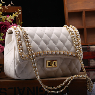 菱格小香风包包2025新款 菱格链条腋下包高真皮小众单肩斜挎包 经典