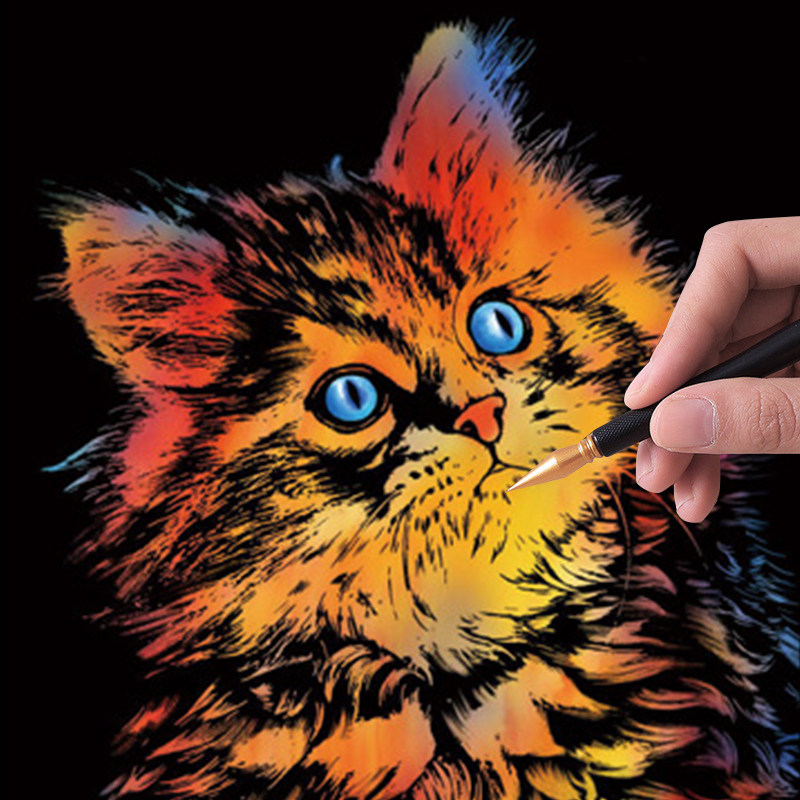 动物刮画纸儿童刮刮画炫彩小学生彩色图案刮蜡画diy手工生日礼物