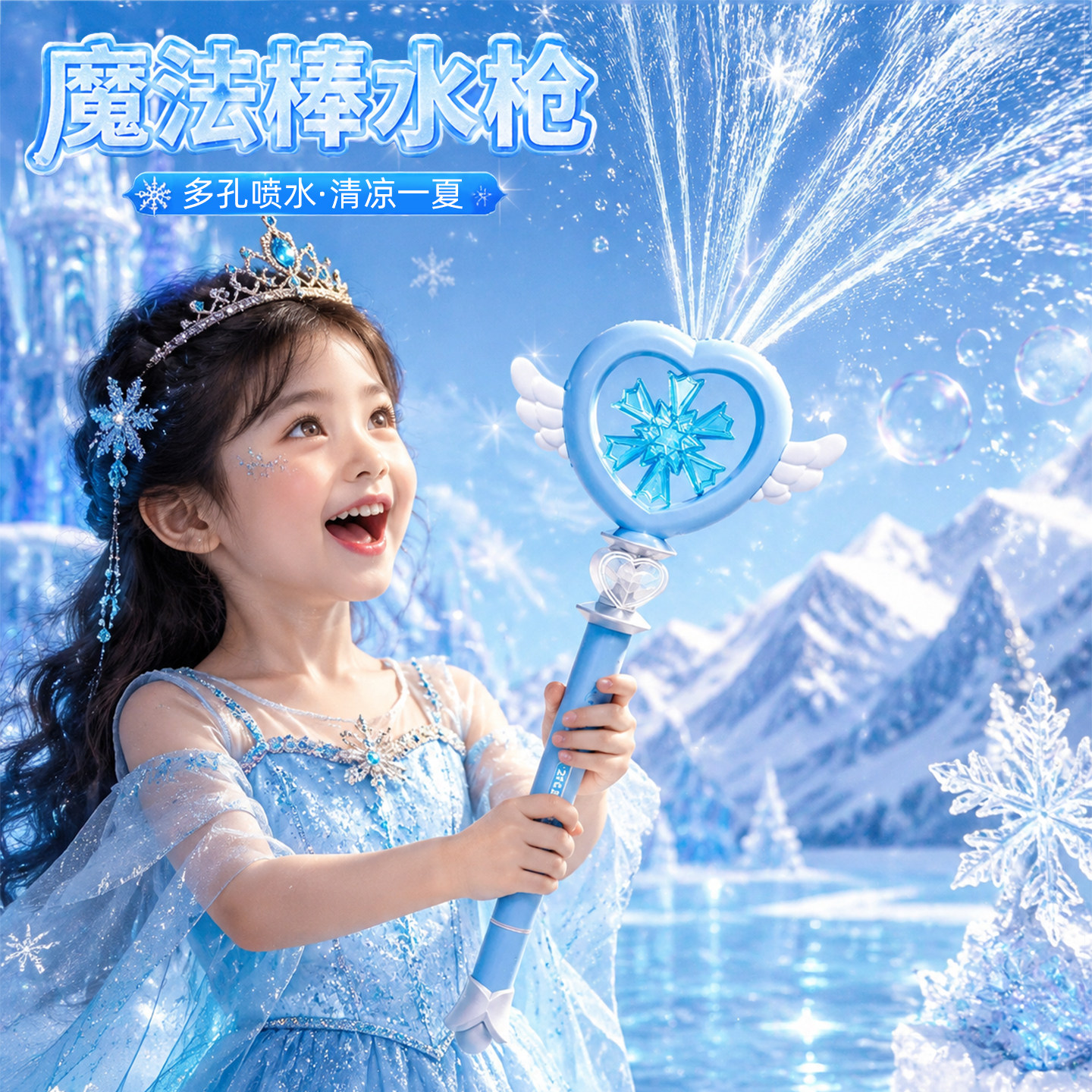 仙女魔法棒水枪儿童玩具喷水女孩戏水抽拉式呲滋2岁3宝宝玩水装备