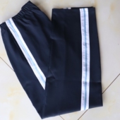 藏蓝直口学生校服裤 可定制 校裤 子拼白色宽杠上压一道浅蓝杠四季 款
