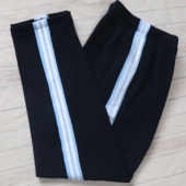 校裤 款 子拼浅蓝宽杠上压两道白杠四季 加绒藏蓝色直口学生校服长裤