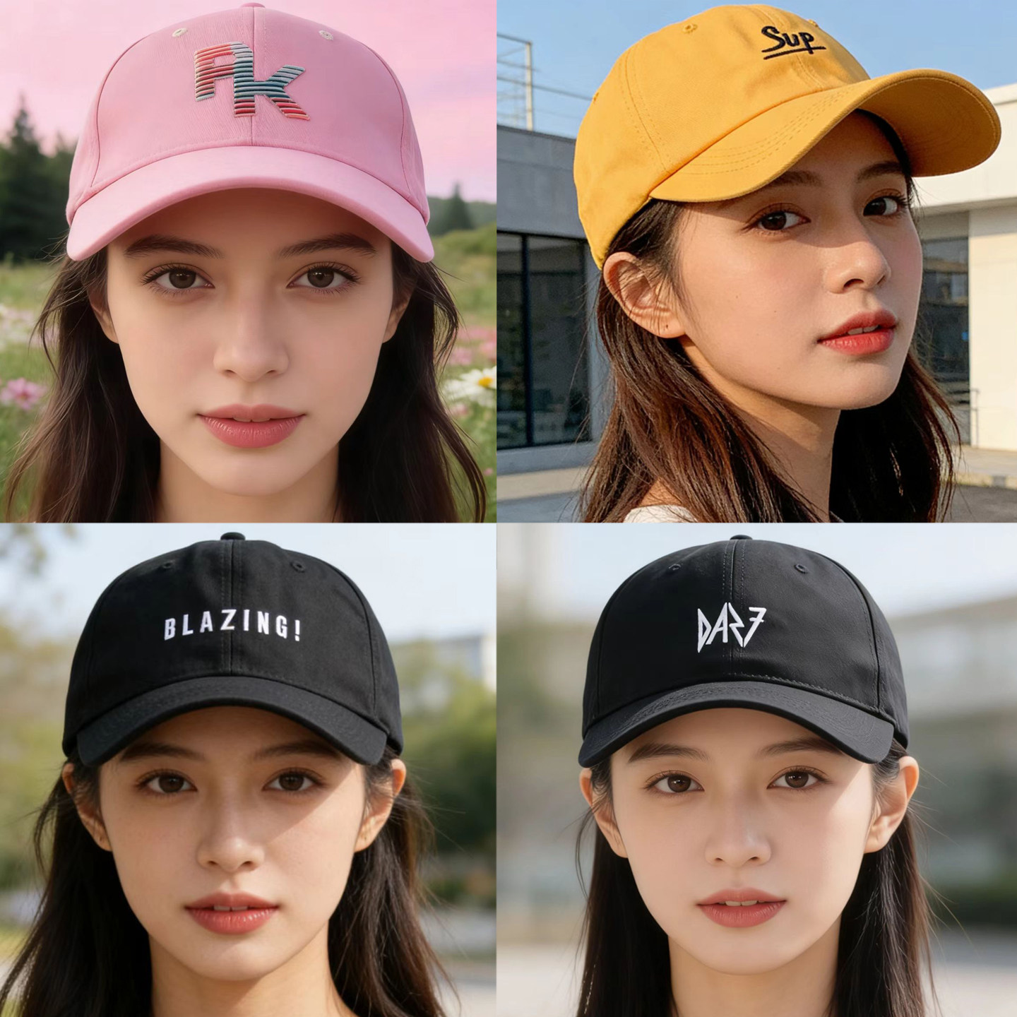 粉色女帽子女生棒球帽黑色遮阳帽