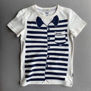 夏季新款童装马*顿男童圆领套头儿童上衣休闲柔软透气纯棉短袖T恤