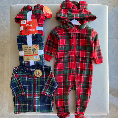 外贸原单秋冬装童装宝宝男童女童圣诞婴幼儿爬服哈衣连体衣连身衣