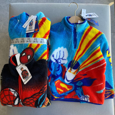 外贸原单秋冬男童半拉链半高领校服内胆保暖羊羔绒衫上衣儿童卫衣