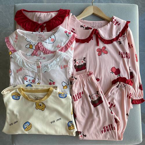 可亲子款 顶*呱男童女童儿童长袖长裤子秋衣睡衣纯棉家居服套装