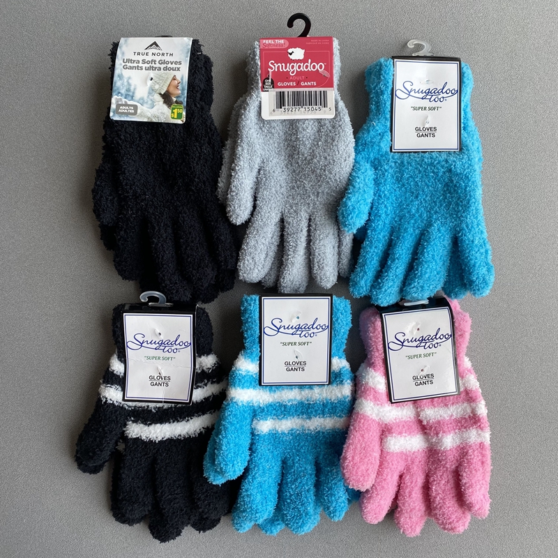 外贸单秋冬男士女士半边绒保暖五指分指手套男童女童大童成人手套