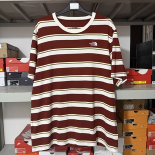北面/TheNorthFace 男士夏季休闲户外条纹短袖T恤87VT