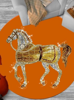 轻奢高端橙色潮牌客厅圆形地毯卧室电脑椅家用网红同款服装店地垫