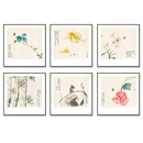 新中式 饰画画芯油画布自粘画 高雅静物荷花竹子葫芦餐厅茶室书房装