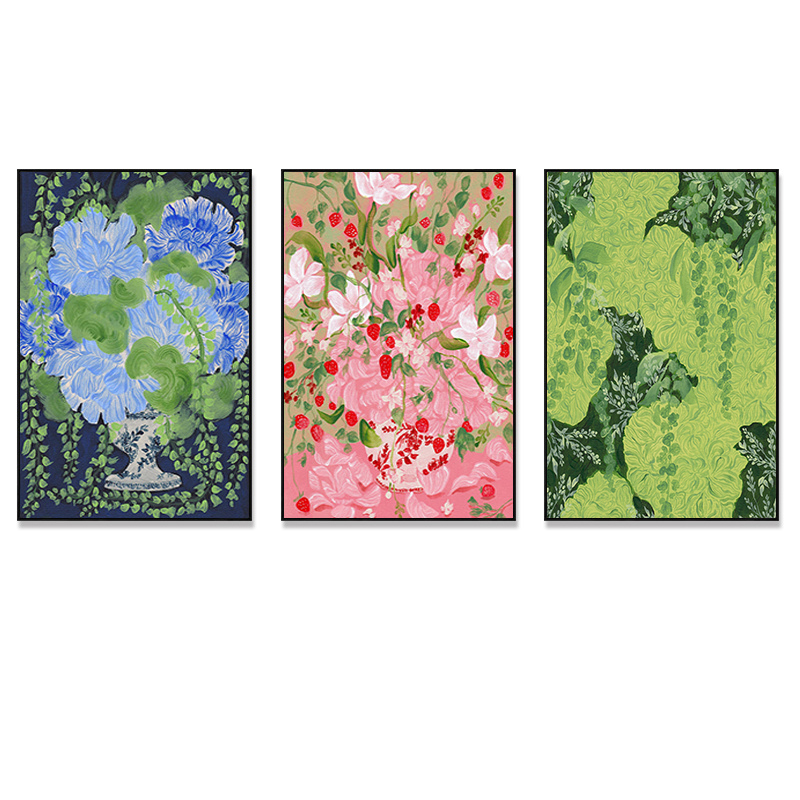 中古风抽象花瓶花卉植物艺术装饰画心客厅餐厅工作室油画布自粘画图片