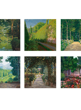 圣地亚哥鲁西诺油画风景庭院花园植物花卉油画布画芯自粘画贴画