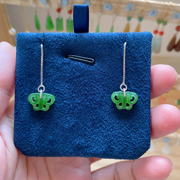 多款手作和田玉碧玉银耳线长款清新文艺复古耳坠耳饰